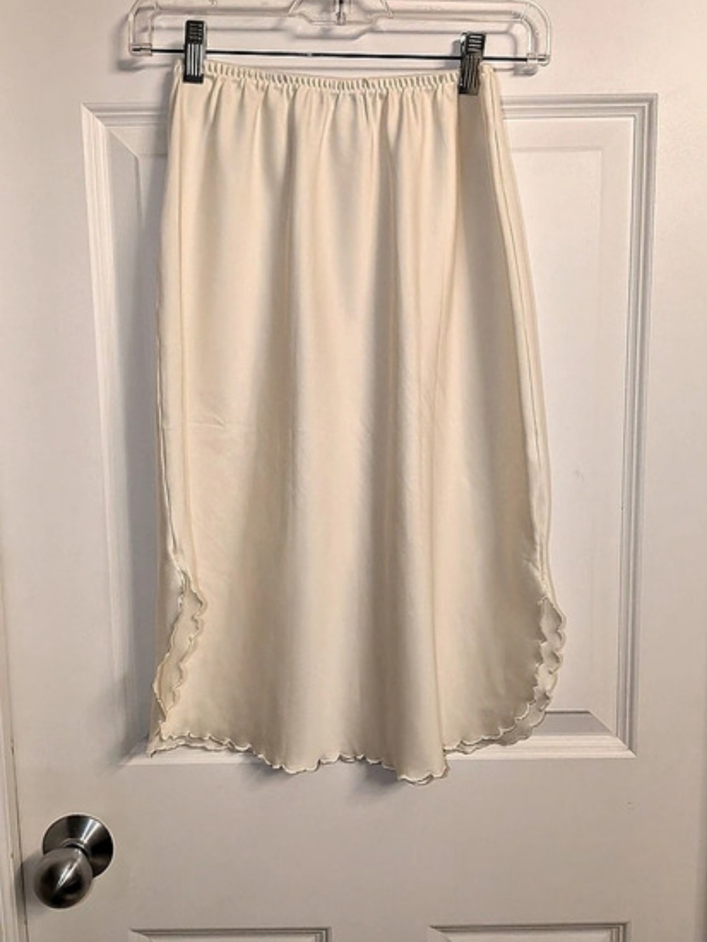 Vintage Cream Lace-Trim Midi Skirt